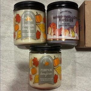 Bath & Body Works Pumpkin Bonfire and Marshmallow Fireside Candle Set